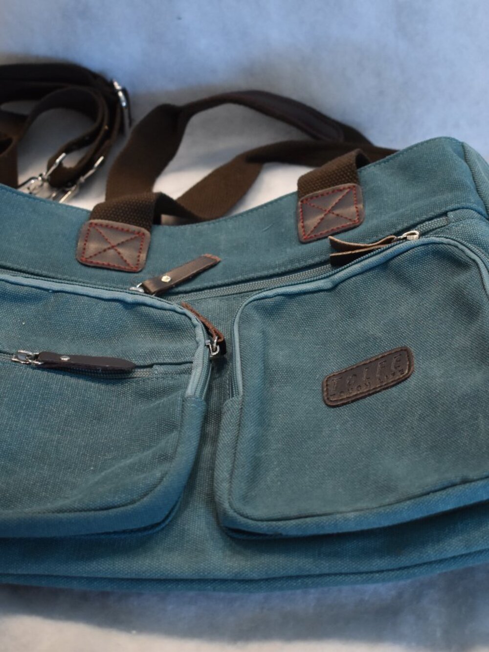 TOLFE Tough Life Teal Heavyweight Canvas Tote Messenger Bag